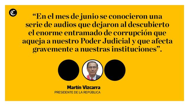 Las frases del mensaje a la nación del presidente Martín Vizcarra, donde solicitó cuestión de confianza al Congreso por las reformas constitucionales. (Liliana Aynayanque / El Comercio)