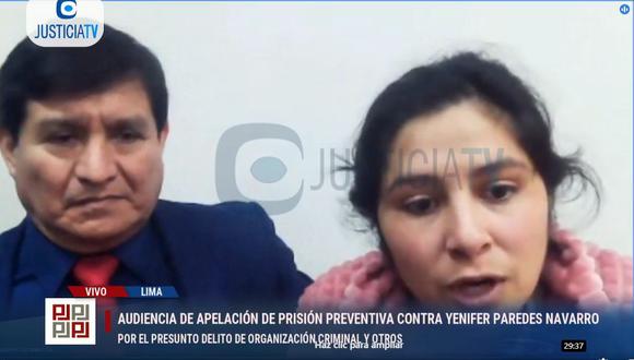 Por unos momentos, Yenifer Paredes se conectó desde el penal Anexo Mujeres de Chorrillos, donde cumple 30 meses de prisión preventiva