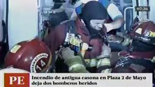 Dos bomberos quedaron heridos por incendio en plaza Dos de Mayo