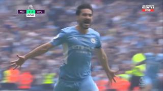 Remontó el Manchester City: doblete de Gündogan y uno de Rodri para el 3-2 sobre Villa | VIDEO