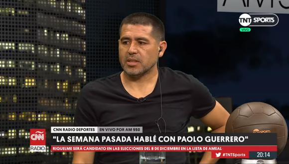 Riquelme confirmó en TNT Sports que conversó con Paolo Guerrero | Foto: Captura