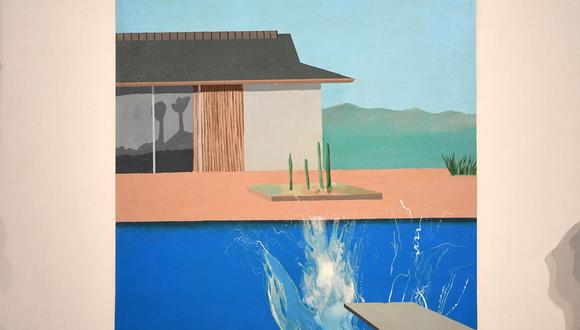 “The Splash” fue pintada en 1966 y representa el momento en que un nadador ha roto la superficie de una piscina.  (Foto: AFP)