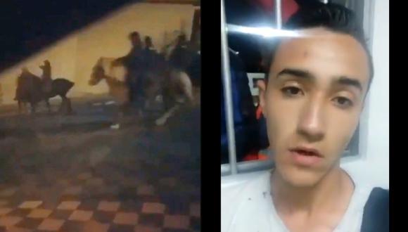 El joven, quien se identificó como Sergio Henao, manifestó que fue violentado por el Esmad, añadió que tras el golpe perdió el conocimiento, pero -por fortuna- ya se encuentra mejor. (Foto: Captura de video)