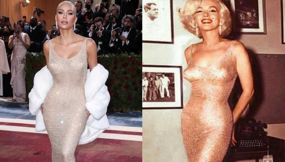 Kim Kardashian usó el icónico vestido de Marilyn Monreoe en la MET Gala de mayo pasado. (Foto: Composición)