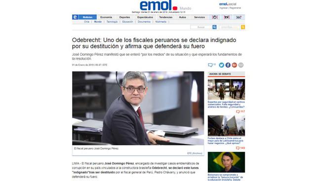 Así reportan medios internacionales la decisión de Pedro Chávarry de remover a Rafael Vela y José Domingo Pérez del Equipo Especial Lava Jato.