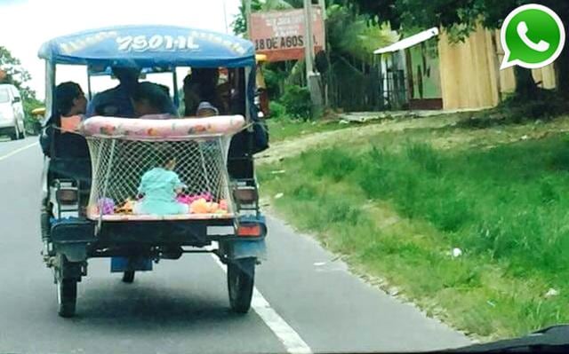 WhatsApp: corral-mototaxi con bebe a bordo circula en Iquitos - 1