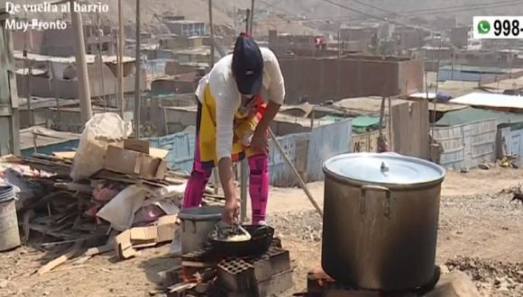 La olla común abastece de alimentos a más de 70 familias de la asociación de vivienda San Judas Tadeo, en Pachacamac. (Captura: América Noticias)