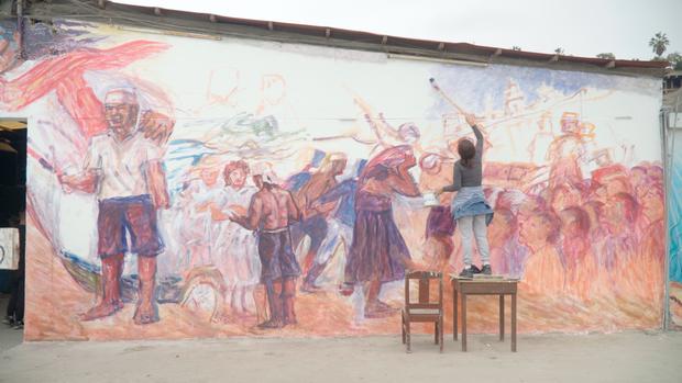 The mural is located in the José Silverio Olaya Balandra Association of Artisanal Fishermen and measures more than three meters high and 15 meters long.
