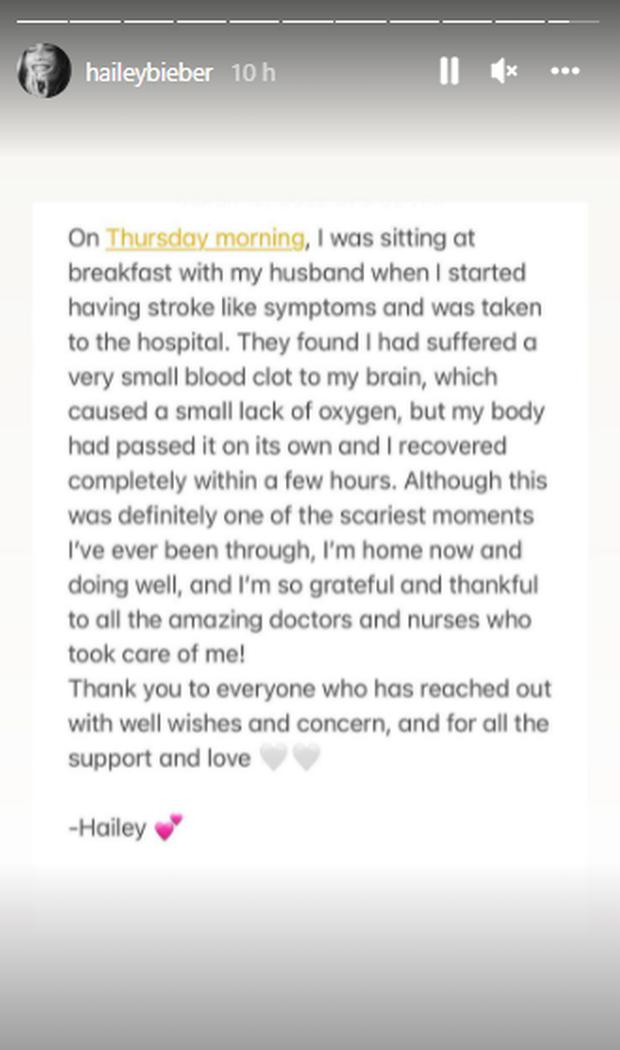 Hailey Bieber released a statement.  (Photo: haileybieber).