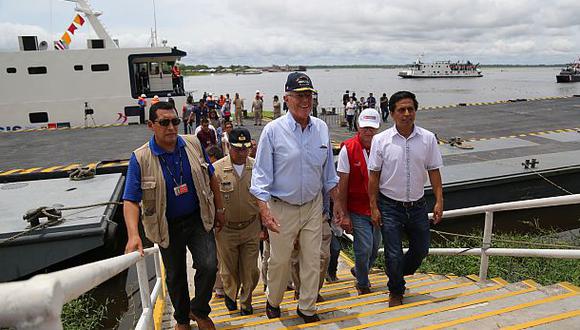 El presidente Pedro Pablo Kuczynski lleg&oacute; hoy a Loreto para ver zarpar a las embarcaciones. (Foto: Daniel Carbajal / El Comercio)