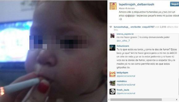 Mujer sube polémica foto de hija de un año fumando a Instagram