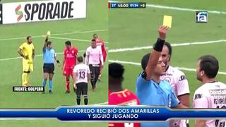 Liga 1: Renzo Revoredo recibió dos amarillas y continuó jugando contra Sport Huancayo