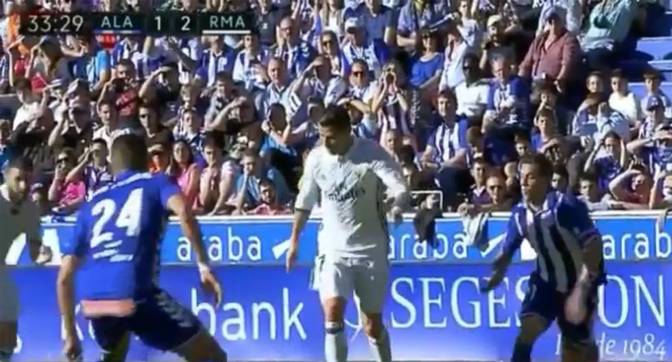 Cristiano Ronaldo marcó espectacular gol en el partido Real Madrid vs Alavés por LaLiga. (Foto: Captura)
