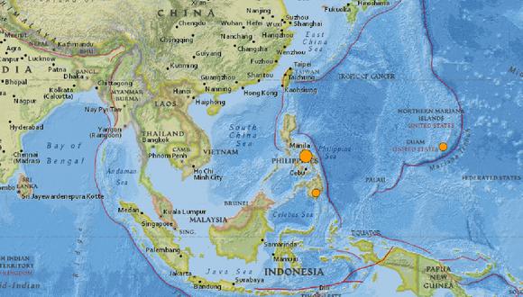 Imagen del mapa de Filipinas, donde se registró un terremoto de magnitud 6.1 el 15 de febrero de 2023. (Captura de USGS)