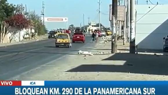 Manifestantes bloquearon nuevamente diferentes tramos de la Panamericana Sur en Ica | Captura de video / Canal N
