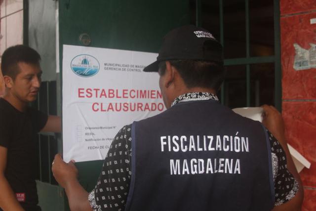 Tres restaurantes ubicados en la zona comercial de Magdalena de Mar fueron clausurados por el personal de Fiscalización y Control Sanitario de la municipalidad del distrito. (Foto: Municipalidad de Magdalena del Mar)