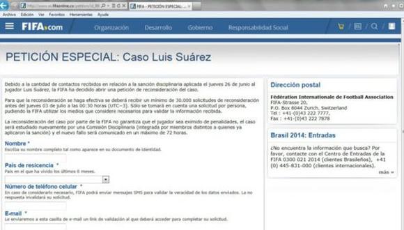 Crearon web falsa de la FIFA que apoyaba a Luis Suárez