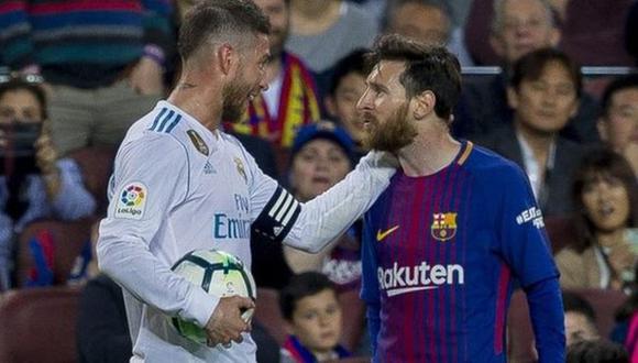 El capitán del Real Madrid, Sergio Ramos, saluda al capitán del Barcelona, el argentino Lionel Messi. (Foto: Getty Images)