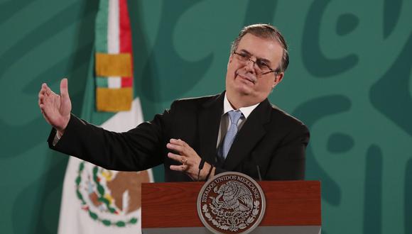 El secretario de Relaciones Exteriores de México, Marcelo Ebrard, habla durante una rueda de prensa en Ciudad de México. (Foto: EFE)