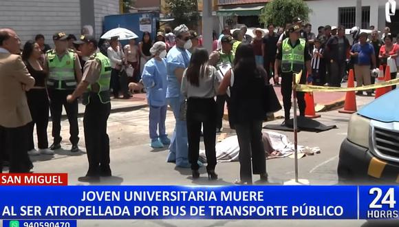 Alejandra Roque Hidalgo cruzaba la pista cuando fue embestida por un bus que realizó un giro en U a toda velocidad. (Foto: noticiero 24 Horas)