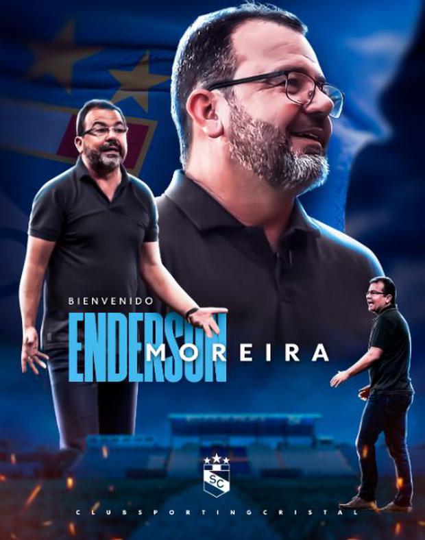 Afiche de Sporting Cristal en el que anuncia la contratación de Enderson Moreira para la campaña 2024 | @ClubSCristal
