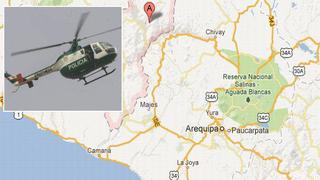 Helicóptero de la Policía continúa cerca de río Majes tras aterrizaje forzoso