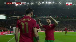 Con un pase de lujo de Cristiano: Bruno Fernandes marcó el 1-0 de Portugal vs. Macedonia del Norte