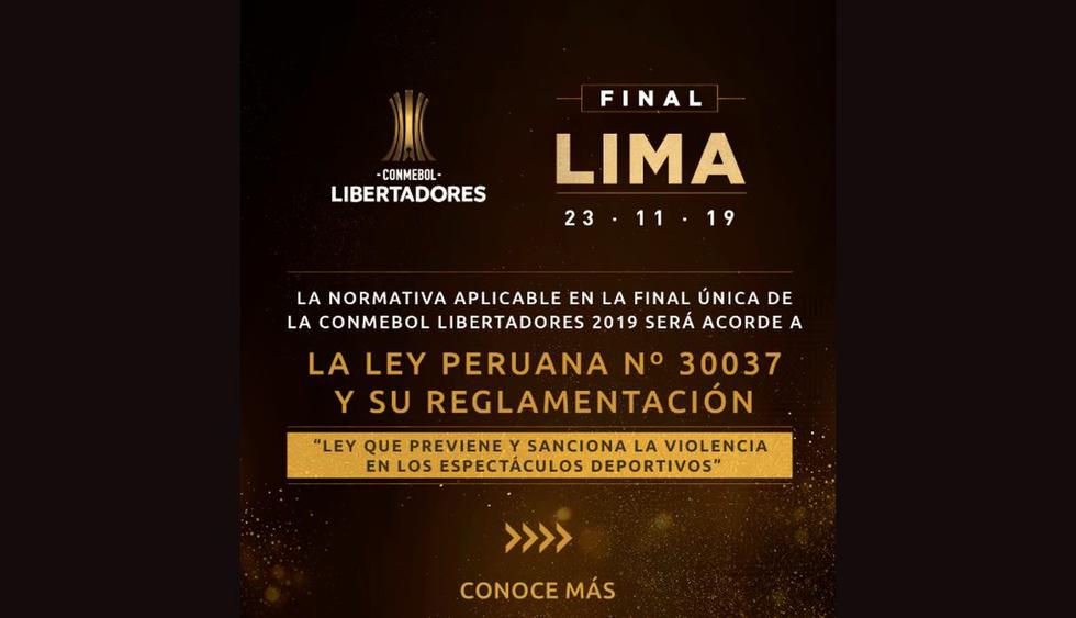 La ley peruana 30037 se aplicará en la final de la Copa Libertadores 2019. (Foto: Conmebol)