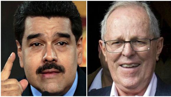 El presidente de Venezuela, Nicol&aacute;s Maduro, y el presidente de electo del Per&uacute;, Pedro Pablo Kuczynski (PPK). (Foto: AFP/AP)