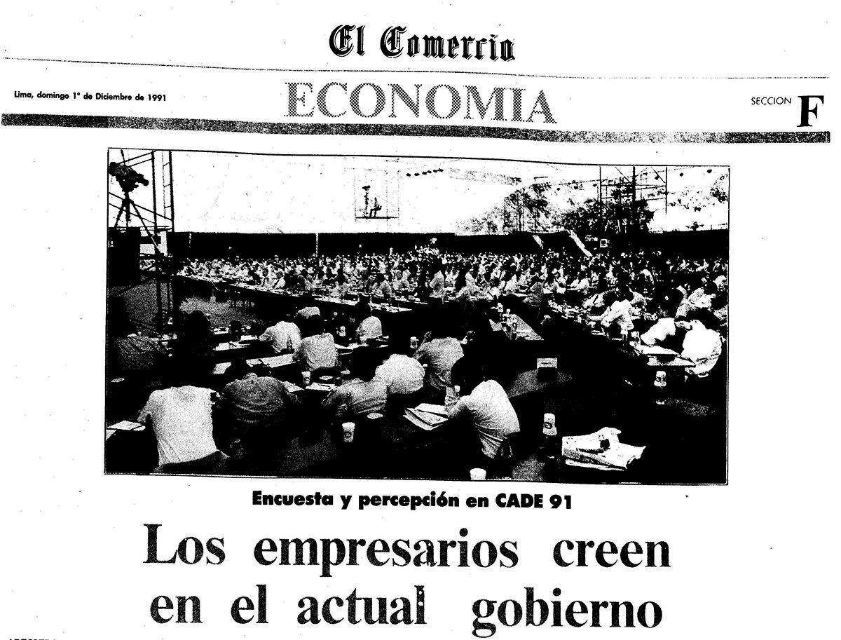 Arequipa, 30 de noviembre de 1991. Ese día empezó la reunión de la CADE. Empresarios y políticos vivían los últimos meses de democracia antes el autogolpe del 5 de abril del año siguiente. (Foto-titular: GEC Archivo Histórico)     