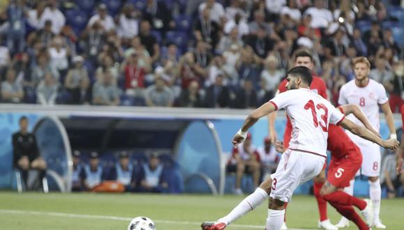 Ferjani Sassi convirtió el empate parcial para Túnez en el encuentro que sostiene ante la selección de Inglaterra por el Grupo G del Mundial Rusia 2018. (Foto: AFP)