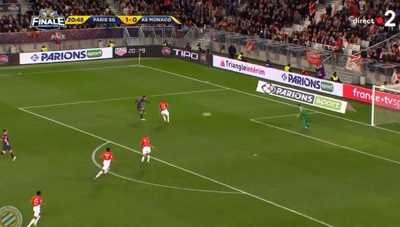 PSG vs. Mónaco: Di María marcó golazo tras perfecto pase de Mbappé. (Foto: Captura de video)