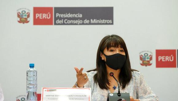 Mirtha Vásquez, titular de la PCM, ofreció una conferencia de prensa este miércoles 19 de enero | Foto: PCM