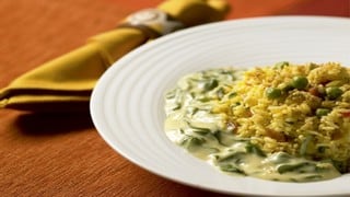 Arroz con espinaca a la crema de maní