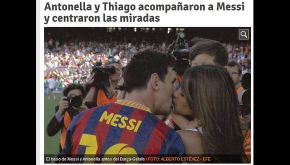 El romántico beso entre Messi y su novia en el Camp Nou