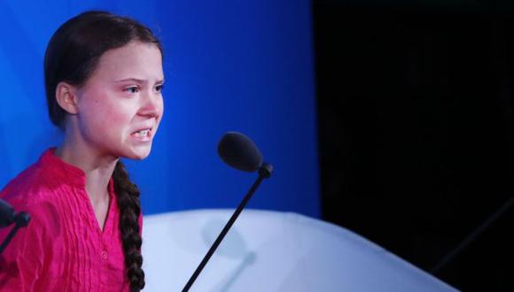 "Me han robado mis sueños y mi infancia con sus palabras vacías", dijo la joven activista en la apertura de la cumbre del clima en las Naciones Unidas que se está realizando esta semana en Nueva York. Foto: Getty images, vía BBC Mundo