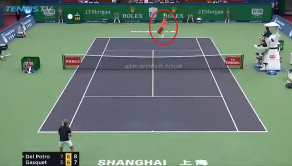 Juan Martín Del Potro derrotó a Richard Gasquet y clasificó a los octavos de final del Masters de Shanghai. (Foto: Captura).