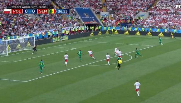 En el Polonia vs. Senegal, por el Grupo H del Mundial Rusia 2018, el seleccionado africano se puso adelante en el marcador a través de un autogol. (Foto: captura)