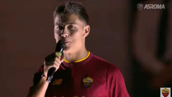 Paulo Dybala recibió todo el aprecio de la hinchada de Roma en el Palazzo della Civilta Italiana. (Captura: AS Roma)