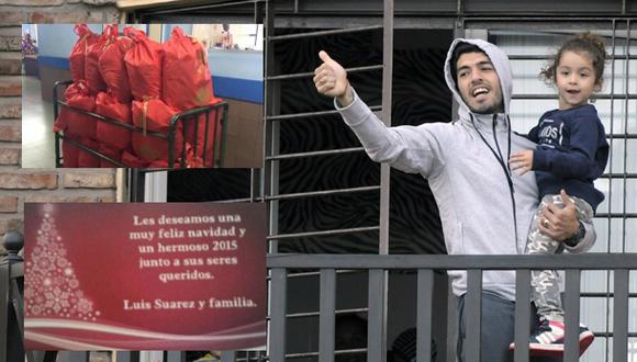 La Navidad de Suárez: regaló canastas a niños de Montevideo