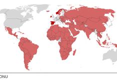 El mapa que muestra los países del mundo que reconocen al Estado palestino y los que no