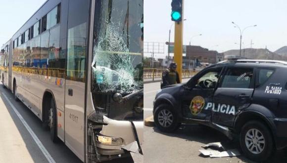 Metropolitano: patrullero chocó con bus en San Martín de Porres