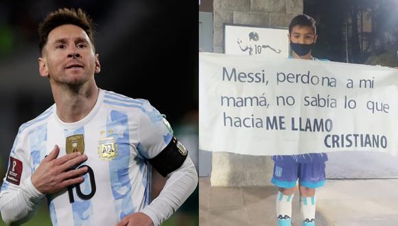 Las disculpas del niño Cristiano a Lionel Messi. (Foto: EFE / Gastón Edul)