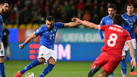 El veterano delantero de Italia marcó un gol en el Italia vs. Liechtenstein, que lo catapultó como el goleador más longevo en la historia del conjunto azzurri. (Foto: EFE)