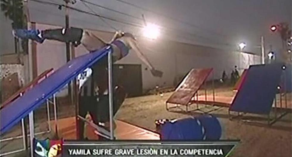 Yamila Piñero sufrió aparatosa caída y preocupó a todos en Reto de Campeones. (Foto: Captura Latina)