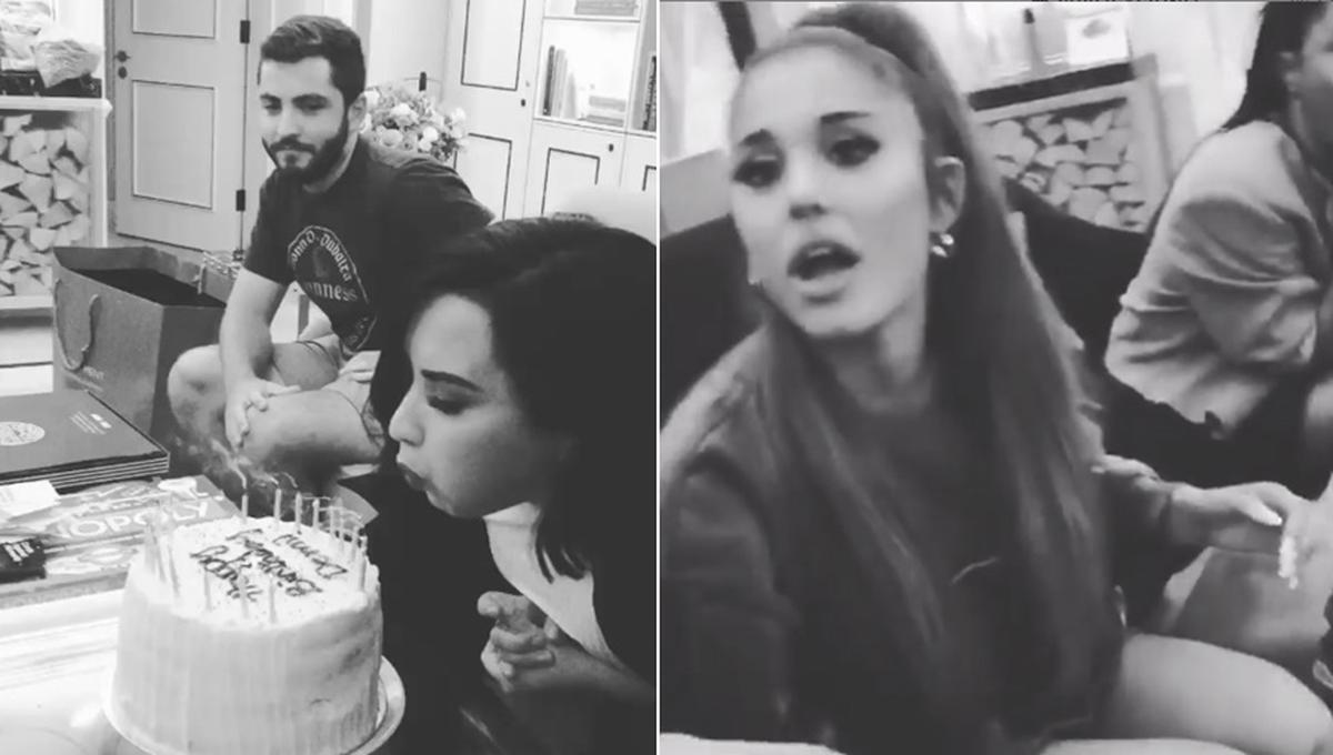 Ariana Grande en la fiesta de cumpleaños de Demi Lovato. (Instagram)