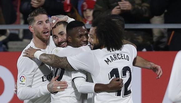 Real Madrid venció 3-1 a Girona, con doblete de Benzema, y avanzó a semifinales de la Copa del Rey. (Foto: AP)