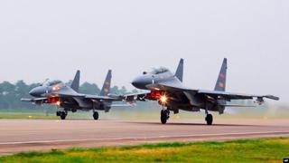China usó 71 aviones de combate en sus ejercicios militares el fin de semana cerca de Taiwán