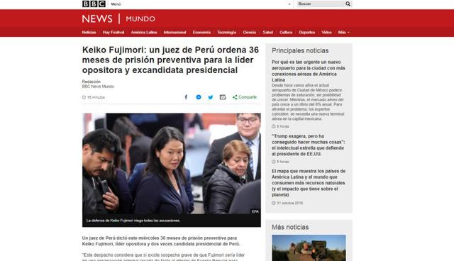 Keiko Fujimori: Así informa la prensa extranjera su prisión preventiva | Foto: BBC