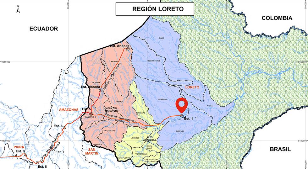 Mapa de las estaciones del Oleoducto Norperuano. (Imagen: Petro-Perú).